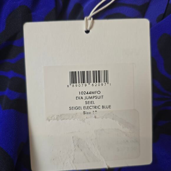 Diane von Furstenberg Royal Blue Printed Silk Sleeveless Jumpsuit $495 - Picture 3 of 11